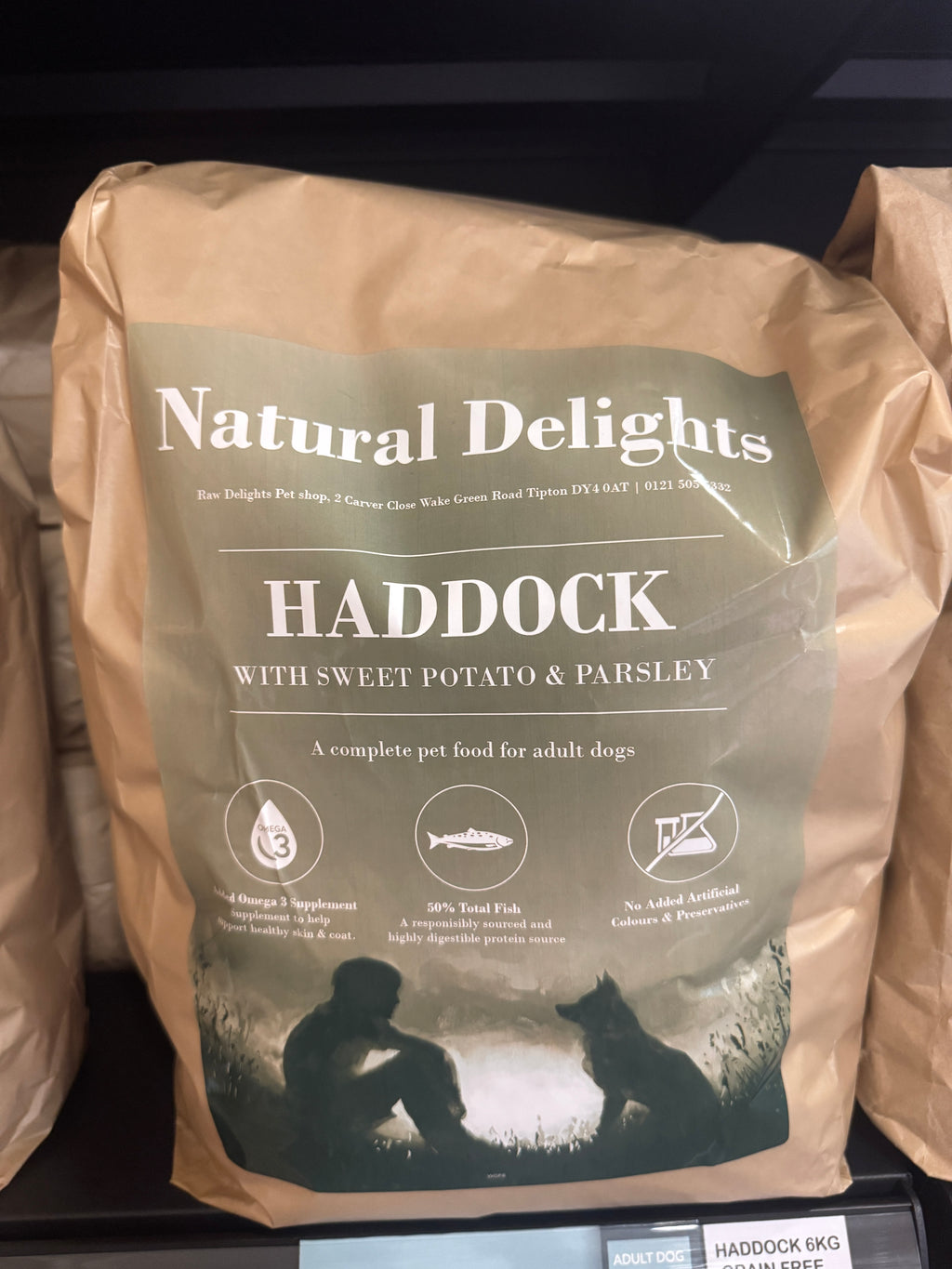 Natural Delights Haddock with Sweet Potato and Parsley dog kibble